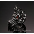 Popular custom stainless steel mens silver engraved dragon rings
